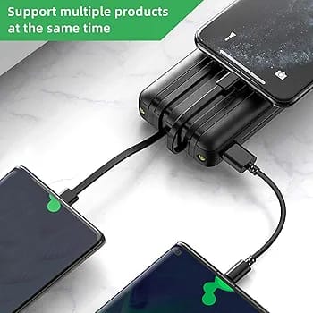 J cell Power Bank 10.000 mAh Portable Charger Built-in Cable